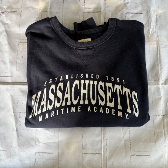 League Tops - Massachusetts Maritime Academy Navy Crewneck Sweatshirt Size- Large